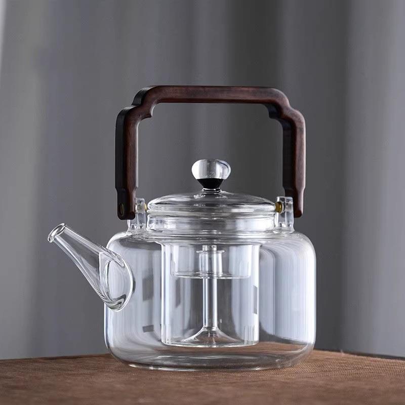 玻璃茶蒸煮茶壶加厚耐温煮茶器陶炉家用大高容量木尊壶花电壶星空