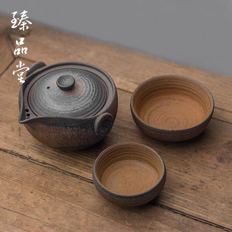 高档粗陶快客旅行茶具户式外便携一茶具套装陶瓷办杯公室日式壶二