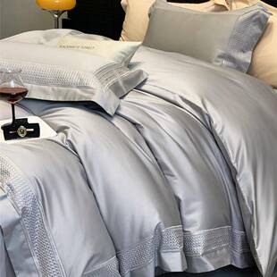 极简意式风素色高端寝具床品四季款纯棉长绒棉四件套家纺克莱尔