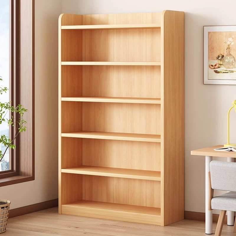 松木实木书架一体靠墙落地置物架儿童书柜学生家用储物柜收纳柜子