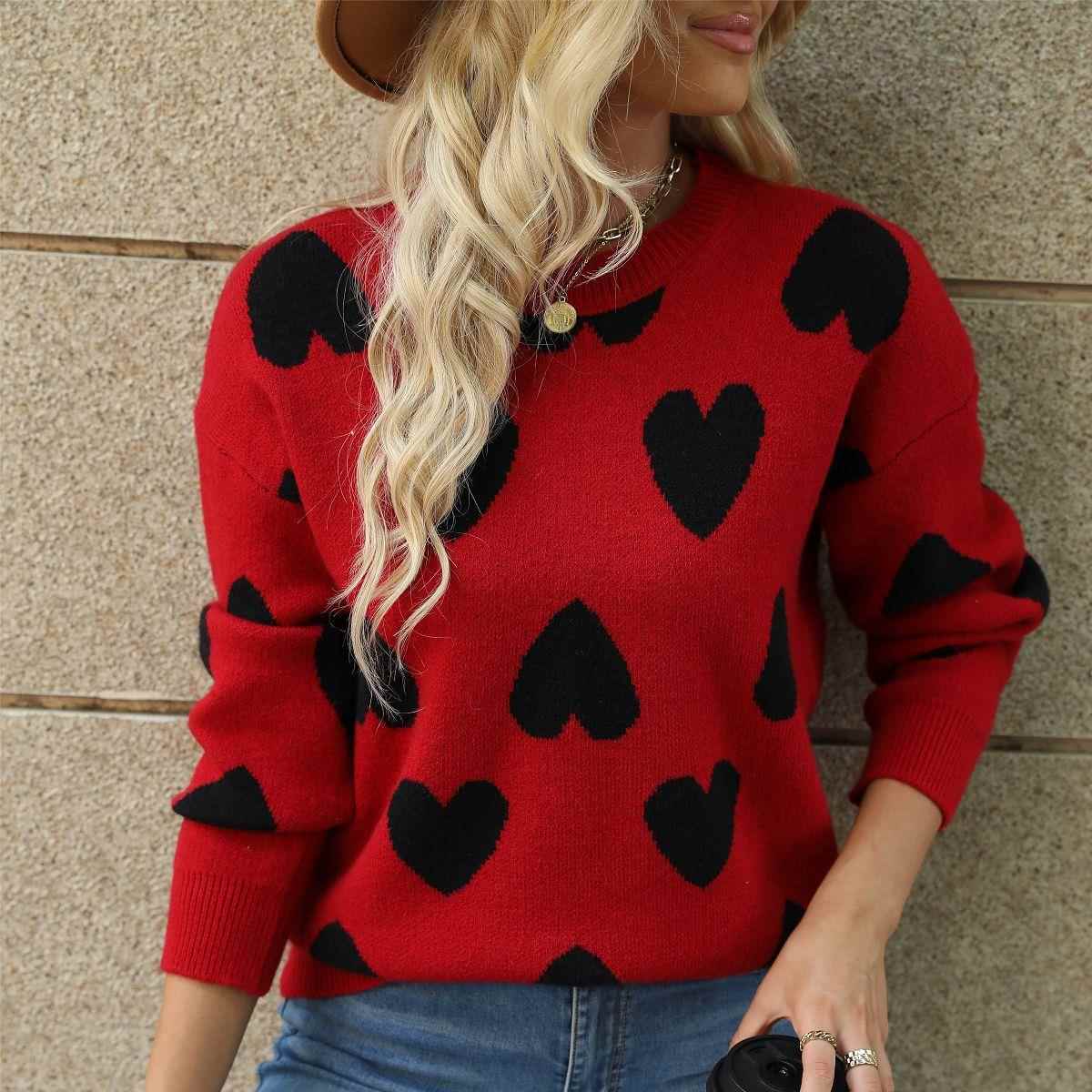 Top Cardigan Pullover Neck Round Jacquard Knitted Womens