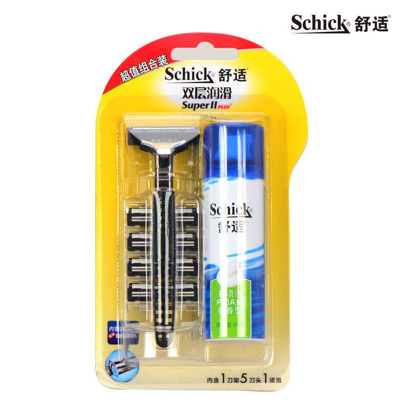 舒适剃须刀刮胡刀手动双层润滑1刀架5刀头50g剃须泡沫啫喱