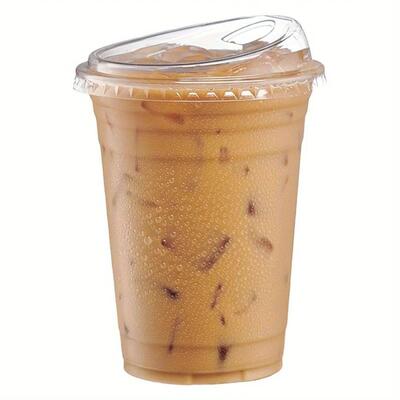 16oz -50 Sets of Transparent Plastic Cups, with Lids for Dir