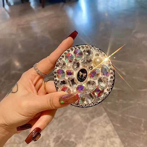 的朋友和女朋友的礼物，便携式折叠双面弓化妆镜与钻石迷你化妆镜