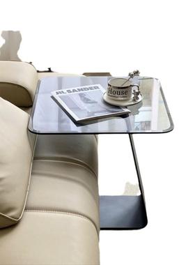 欧式钢化玻璃小型客轻奢小茶几沙移发GUA边几厅现户代极简C型可动