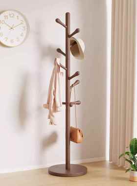 实木挂地衣架衣落式卧室客放厅办公室不占空间秋IJA冬脱下的服衣