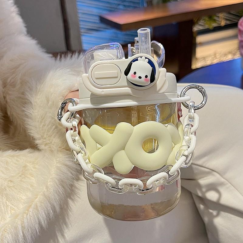 水杯女生高颜值吸管塑料杯简约带盖咖啡杯小巧便携双饮口喝水杯子