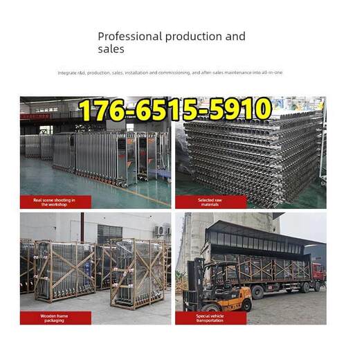 铝合金学校幼儿园抗风折叠推拉无轨自动门电动伸缩门遥控工厂门