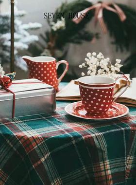 OF9D苏格兰格布子桌墨绿餐桌宴会布置JTV复背美式古餐布圣诞节摆