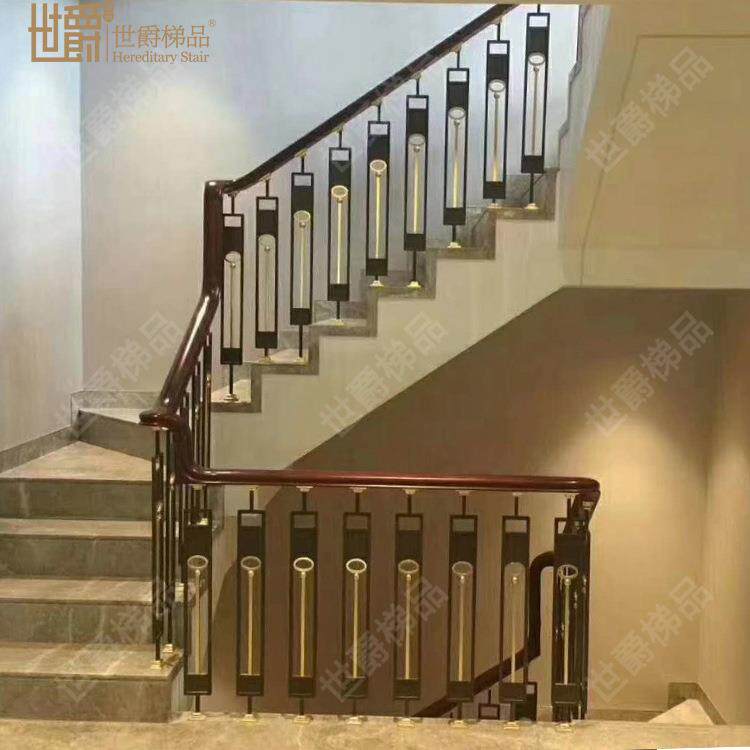 复式别墅室内铝艺楼梯立柱扶手自建房公寓铝合金楼梯立柱