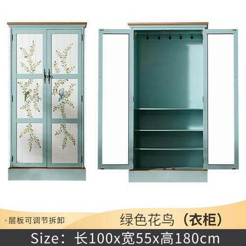 正品美式6门小衣柜带镜子实木卧室衣橱客厅储物童收单纳柜0cm儿高