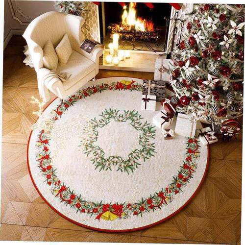 Christmas Circle Velvet Carpet Living room carpet non-slip