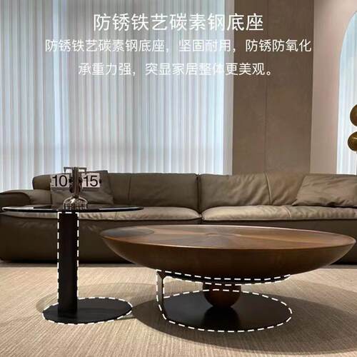 意式飞碟茶几客厅家用轻奢简约圆形新款组合设计师极简创意小户型