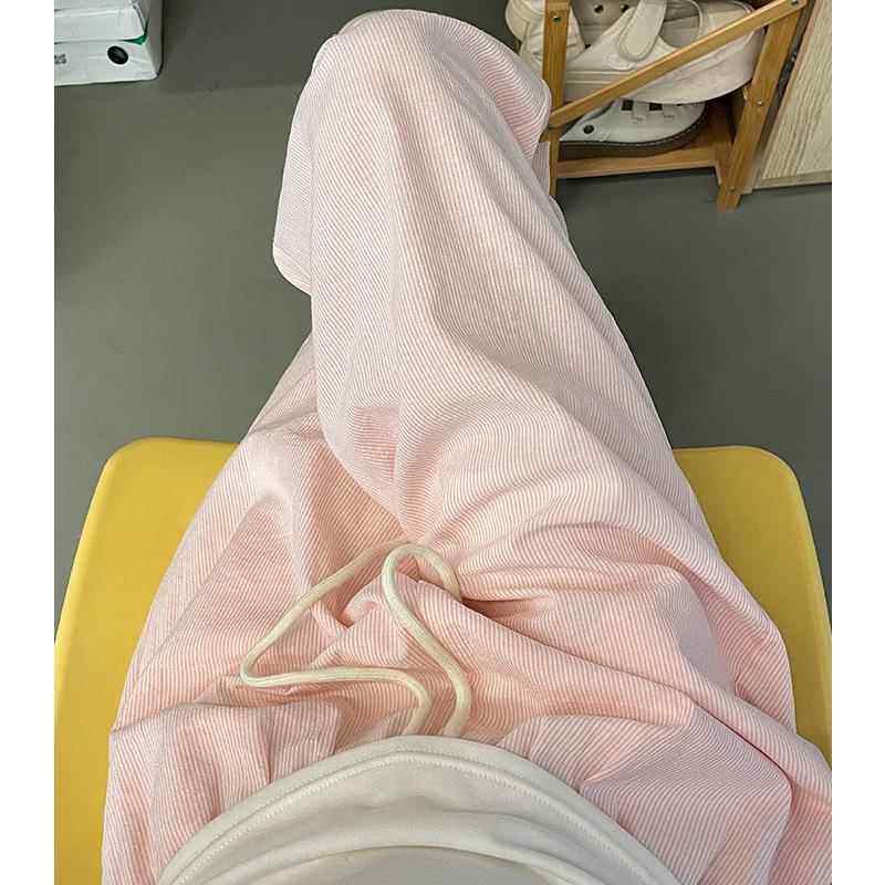 柳条条纹冰丝阔腿裤女装裤子女夏天显瘦垂感直筒裤慵懒遛弯休闲裤