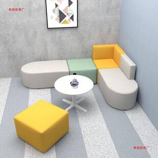 公室沙发休闲休息会区客待洽谈创意简约等候区小沙EPZ接发茶几组