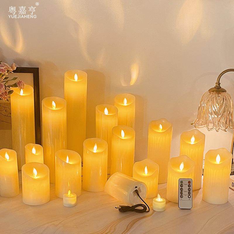 大直径电池非遥控款仿真LED电子蜡烛灯芯摇摆剧本杀浪漫婚礼布置