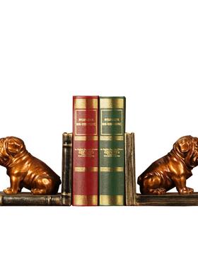 美式乡村装饰书档沙皮小狗书档树脂工艺礼品复古做旧摆件家装饰品