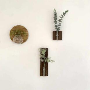 创意木盘DIY插花民宿墙面装饰品墙壁花器壁饰挂件木碟小花瓶壁饰