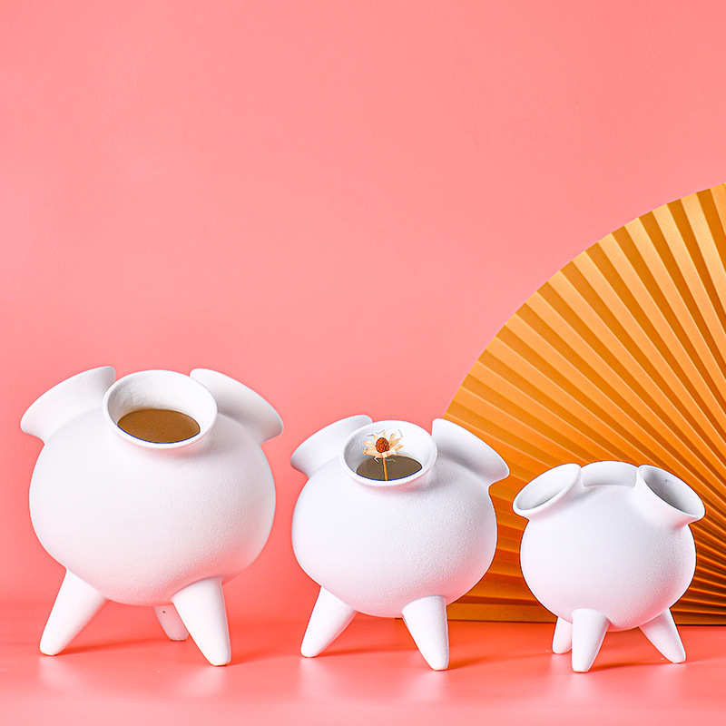 景德镇简约现代陶瓷花器花盆样板间客厅电视柜软装饰品摆件花瓶