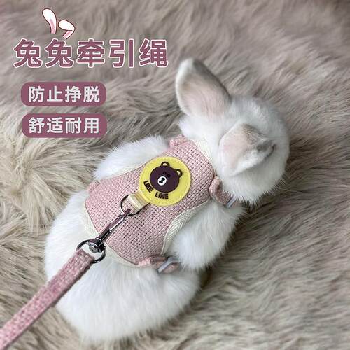 通用型家用兔子牵引绳溜兔节子品侏用儒宠防兔挣可兔调专用链子物