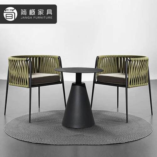 户外别墅庭院桌椅酒店民宿休闲藤椅露台防水防晒椅茶几三件套组合