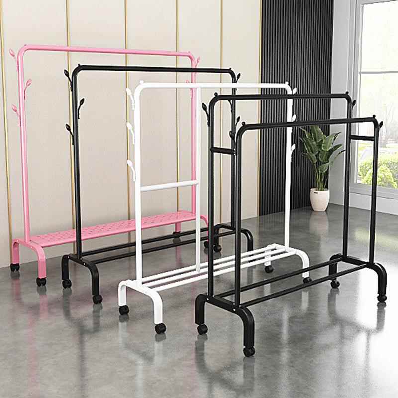 简易晾衣架落地折叠卧室单杆室内晾衣杆挂衣架阳台晒衣服架子意赛