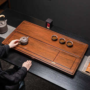 家用小型茶托盘乌金石实木排水式茶台办公室高档茶海2024新款全套