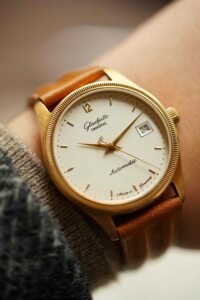 秒杀98新36mm格拉苏蒂复古18k黄金钱币纹表圈自动机械男腕表正品