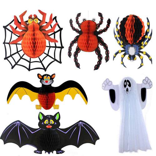 Halloween paper pendant spider bat hanging ghost蜘蛛蝙蝠挂饰