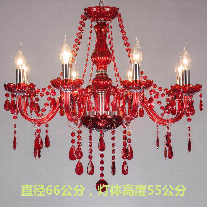 10+5假2层红色水晶吊灯双层15头红色玻璃吊灯蜡烛灯适合婚庆 KTV