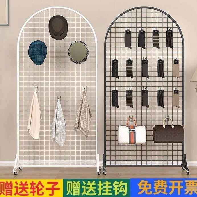 形落货架网格移动超市圆FLQ挂架饰品地示挂网作品展袜子铁网格收