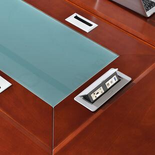 现会议桌长桌大型会室洽谈桌议条形桌简约SLI代实长木桌办公桌椅