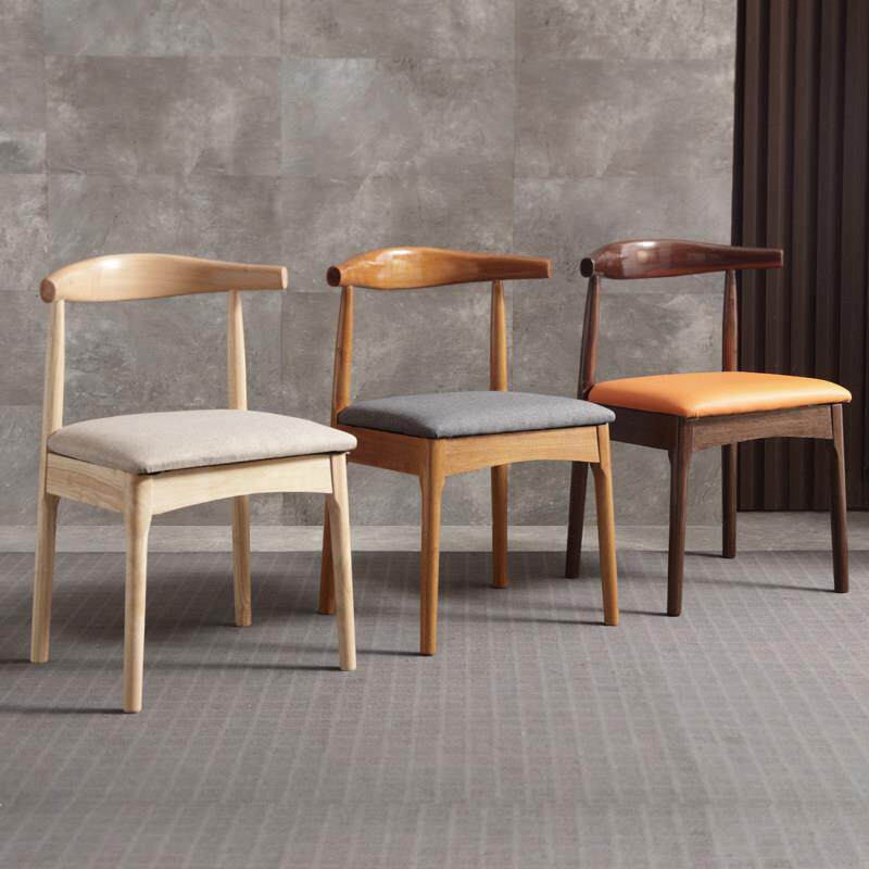 实木餐椅全实木牛角椅家用木质靠背椅围椅书桌凳泡茶椅子餐桌餐椅