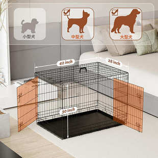 工厂供应折叠狗笼猫笼大型中型犬加粗铁笼折叠笼狗屋猫窝别墅