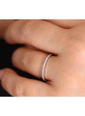 925 silver luxury single row zircon ring female micro-set fa