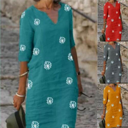 Women's cotton and linen printed patchwork small collar