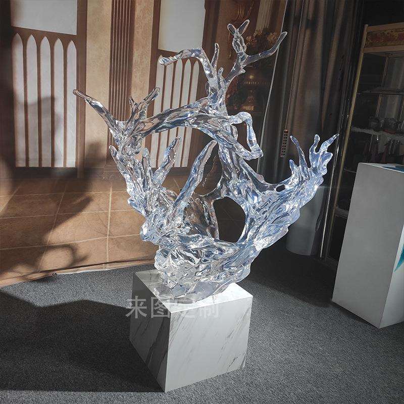 铂晶树脂雕塑创意抽象摆件室内别墅酒店会展户外浪花装饰手工