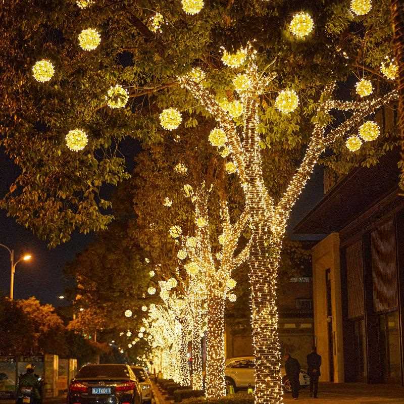 LED藤球灯节日装饰户外圆球灯景观挂树球灯街道户外亮化彩灯串