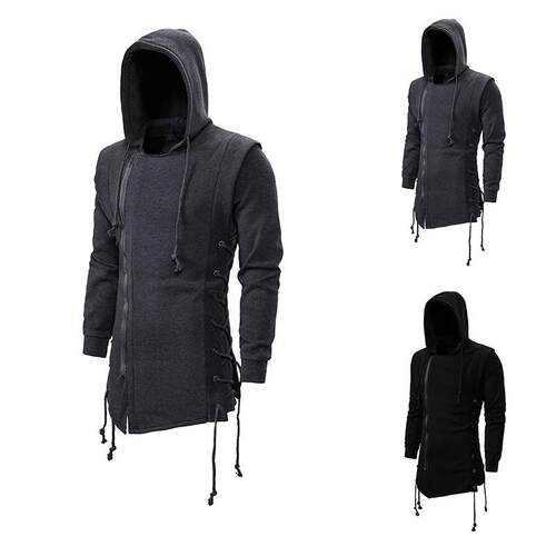 Hooded sweatshirt men's diagonal zipper sweatshirt jacket