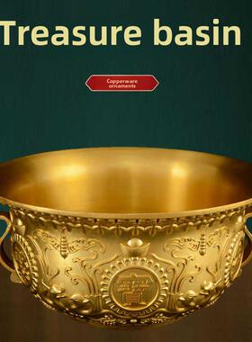 全铜实心聚宝盆饰品黄铜客厅店开业聚财申万三引财宝全铜之家