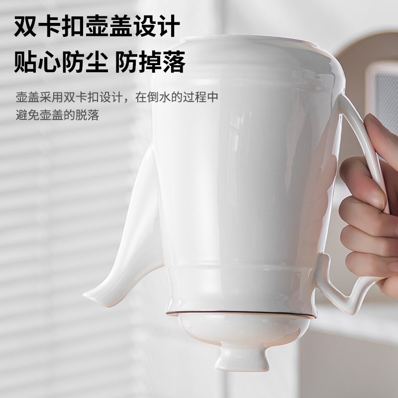 耐高温陶瓷壶创意茶壶白瓷釉下彩水壶冷水壶冷水壶可装开 水泡茶