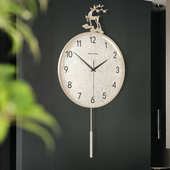 网红轻奢挂钟客厅简约现代大气纯铜钟表家用时尚 饰时钟挂墙 高档装