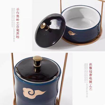 轻鸟奢新中式青绿色春意蜓小玄铁艺陶YB-ZC828瓷装饰品高端关博古