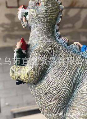恐龙吃小矮人树脂花园精灵摆件雕像侏罗纪dinosaurs ate dwarfs