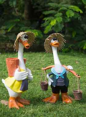 户外卡通幼儿园可爱鸭子装饰 创意庭院花园彷真树脂门头动物摆件