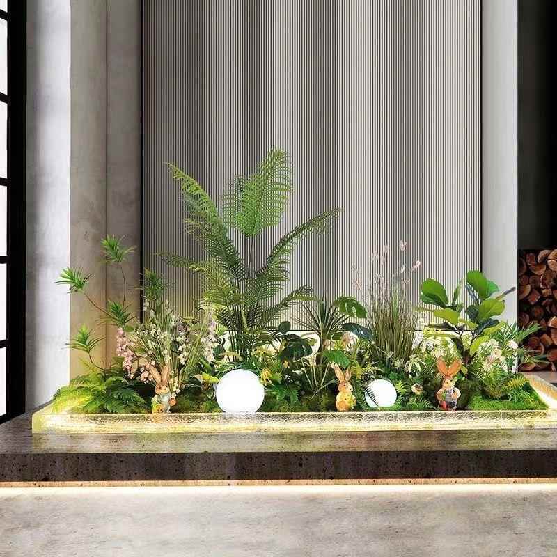 室内仿植物橱造景生绿植BZF景观楼梯仿下拐角落阳台窗庭院美陈真