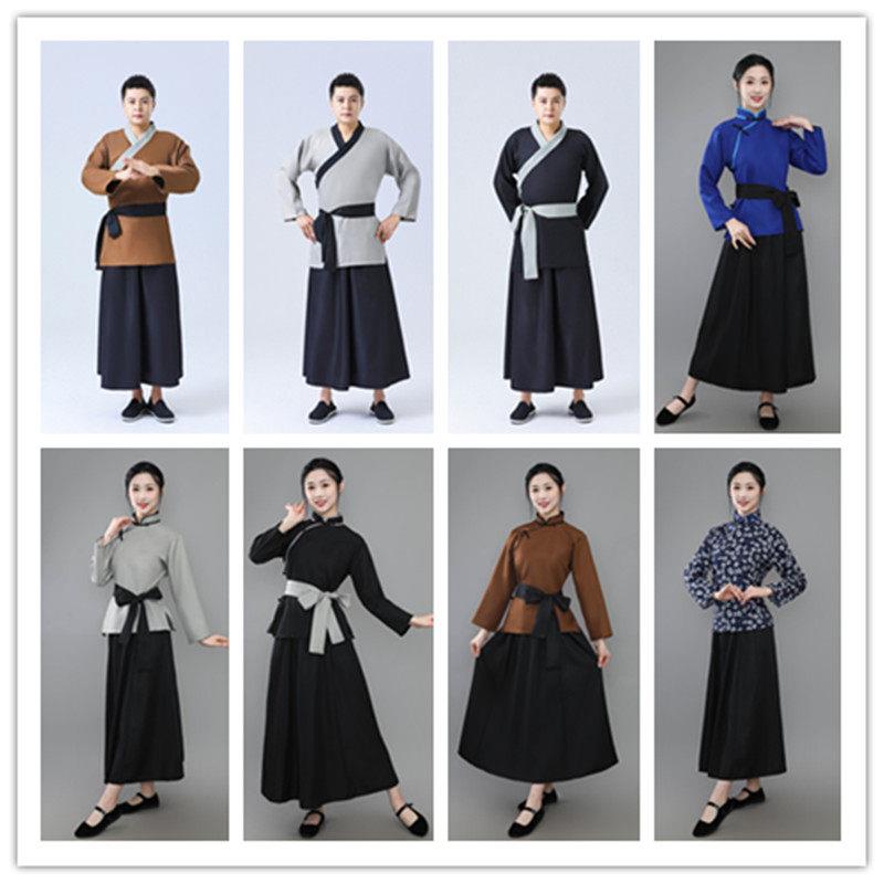 儿童成人古装汉服古代平民百姓村姑演出服老奶奶老汉丫鬟仆人服装