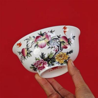 富贵长寿 景德镇长寿面碗定制寿桃碗茶杯老人长辈生日纪念盘烧字