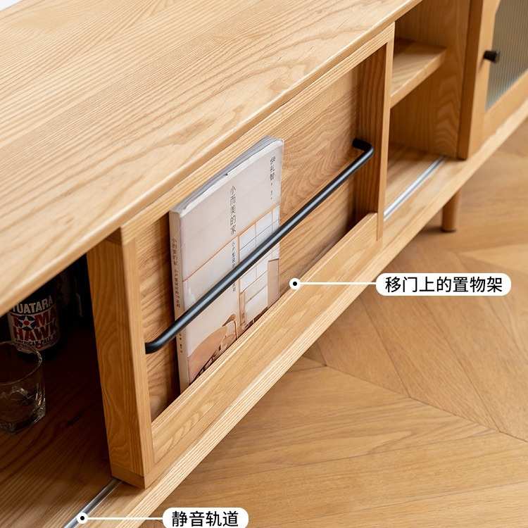 北欧实木电视柜家用客厅落地收纳柜酒店民宿设计师款多功能储物柜