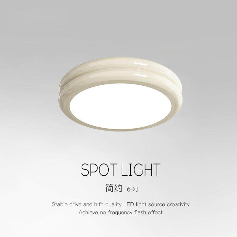 奶油风圆形吸顶灯走廊过道灯简约现代阳台玄关入户衣帽间LED灯具